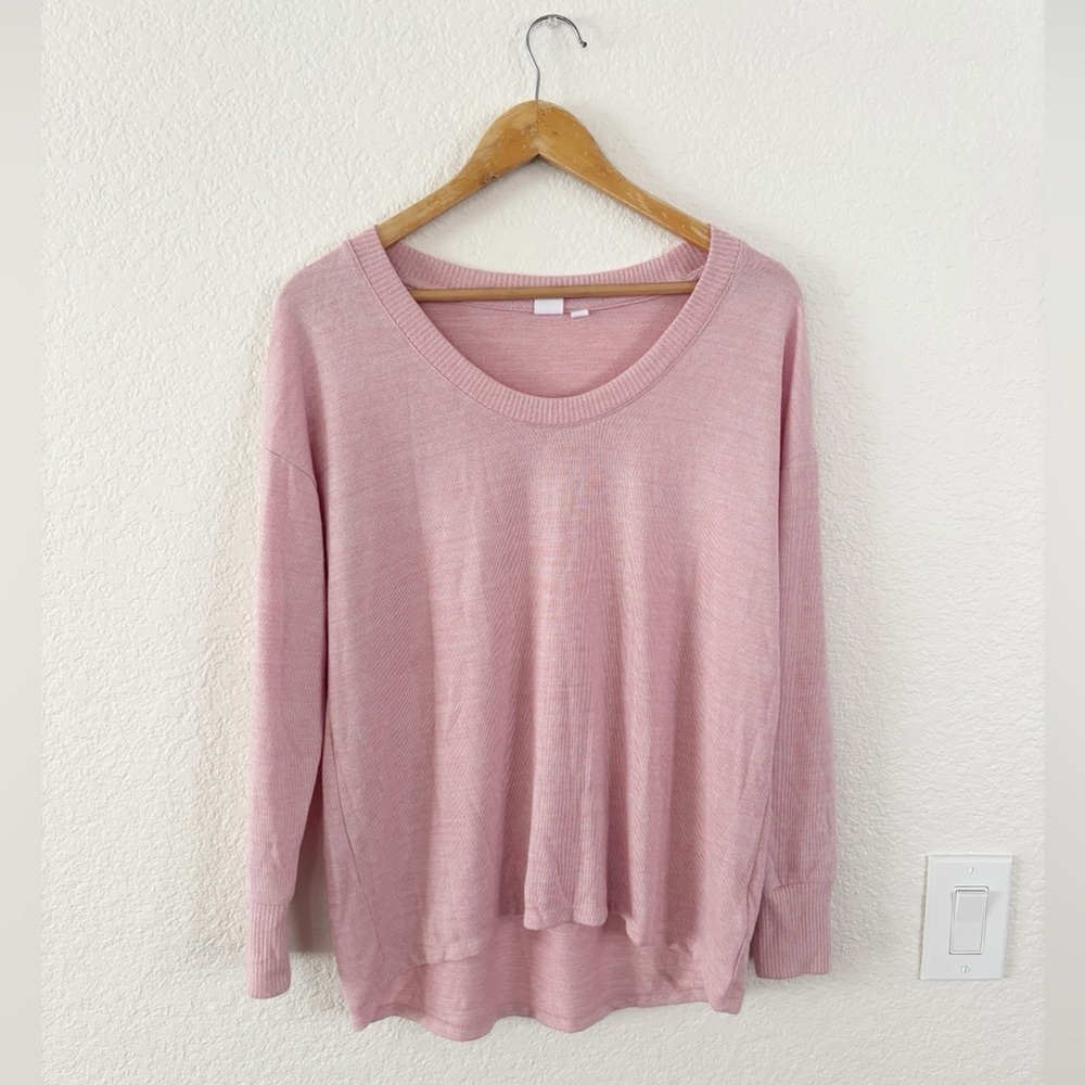 GAP‎ Pink Long Sleeve Relaxed Ribbed Blouse